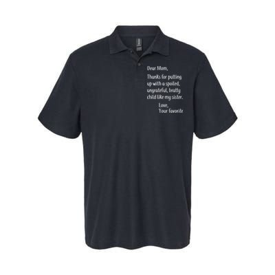 Mom Thanks For Putting Up With My Sister Softstyle Adult Sport Polo