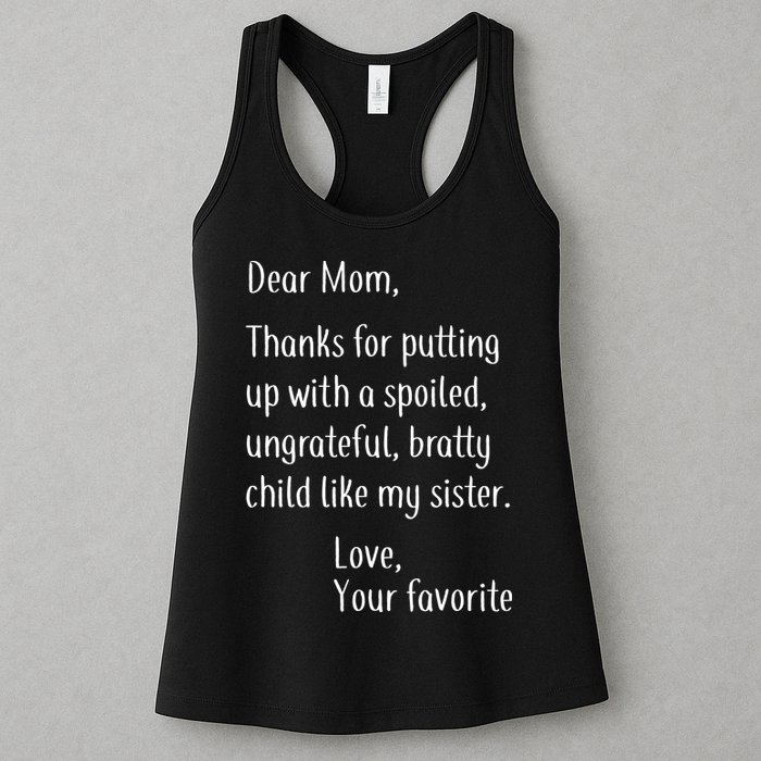 Mom Thanks For Putting Up With My Sister Womens Tank Top