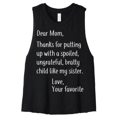 Mom Thanks For Putting Up With My Sister Women's Racerback Cropped Tank