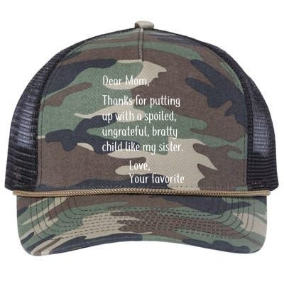 Mom Thanks For Putting Up With My Sister Retro Rope Trucker Hat Cap