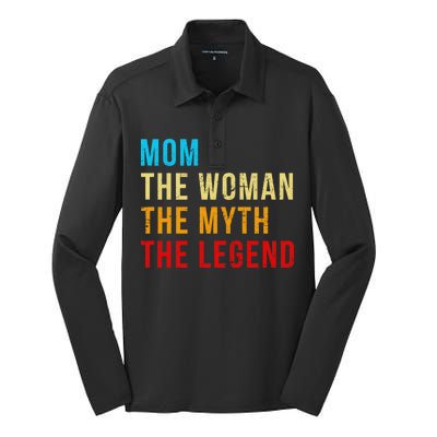 Mom The Woman The Myth The Legend Silk Touch Performance Long Sleeve Polo