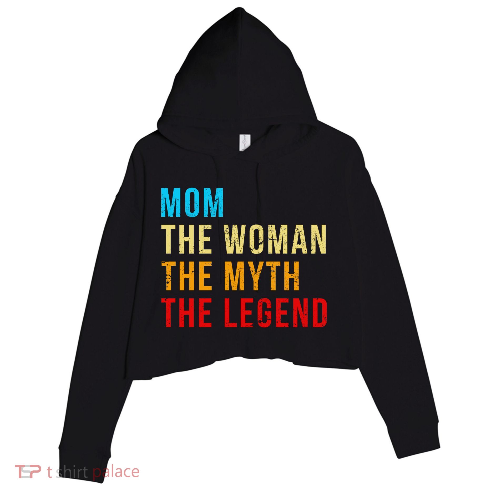 Mom The Woman The Myth The Legend Crop Fleece Hoodie