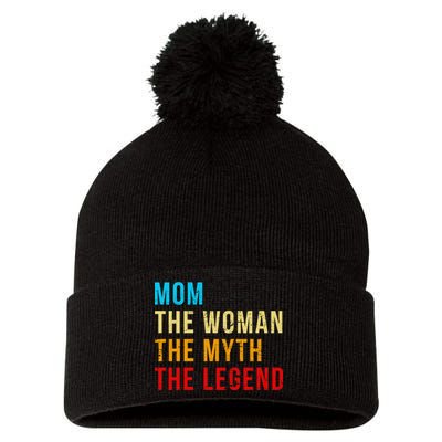 Mom The Woman The Myth The Legend Pom Pom 12in Knit Beanie