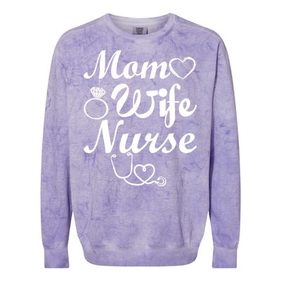 Mom Wife Nurse Colorblast Crewneck Sweatshirt