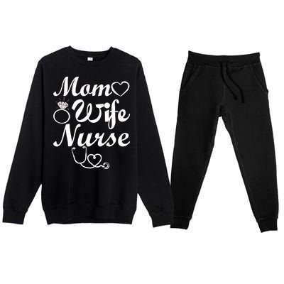 Mom Wife Nurse Premium Crewneck Sweatsuit Set