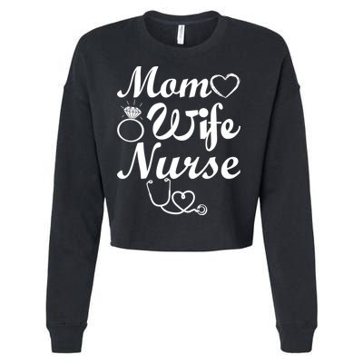 Mom Wife Nurse Cropped Pullover Crew