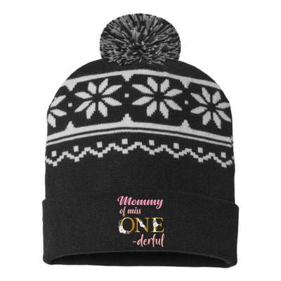 Mommy Of Miss One Derful 1st Birthday Girl 1st Birthday USA-Made Snowflake Beanie