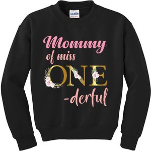 Mommy Of Miss One Derful 1st Birthday Girl 1st Birthday Kids Sweatshirt