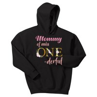 Mommy Of Miss One Derful 1st Birthday Girl 1st Birthday Kids Hoodie