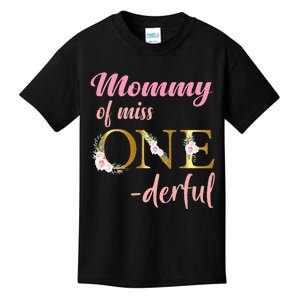 Mommy Of Miss One Derful 1st Birthday Girl 1st Birthday Kids T-Shirt