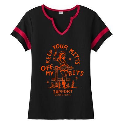 Mitts Off My Body My Choice Badass Feminist Cowgirl Ladies Halftime Notch Neck Tee