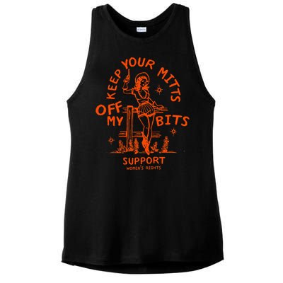 Mitts Off My Body My Choice Badass Feminist Cowgirl Ladies PosiCharge Tri-Blend Wicking Tank