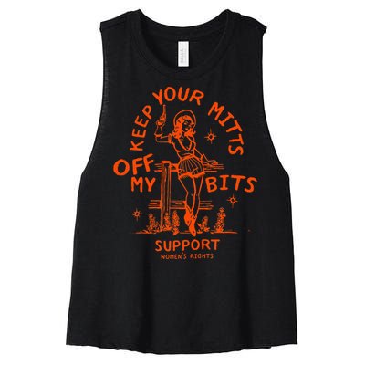 Mitts Off My Body My Choice Badass Feminist Cowgirl Women's Racerback Cropped Tank