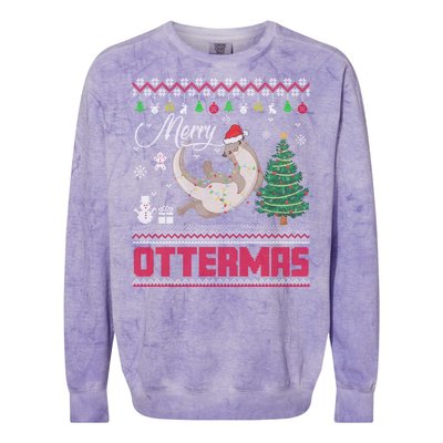 Merry Ottermas Merry Christmas T Shit Cool Gift Colorblast Crewneck Sweatshirt