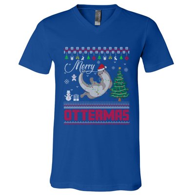 Merry Ottermas Merry Christmas T Shit Cool Gift V-Neck T-Shirt