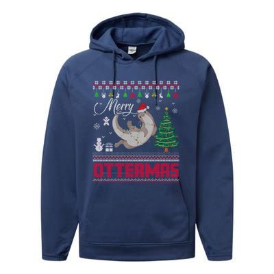 Merry Ottermas Merry Christmas T Shit Cool Gift Performance Fleece Hoodie