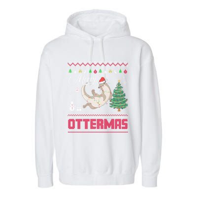 Merry Ottermas Merry Christmas T Shit Cool Gift Garment-Dyed Fleece Hoodie