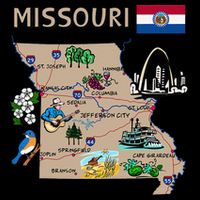 Map of Missouri Landmarks major cities roads flag Long Sleeve Shirt