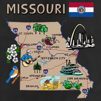 Map of Missouri Landmarks major cities roads flag Hat