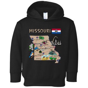 Map of Missouri Landmarks major cities roads flag Toddler Hoodie