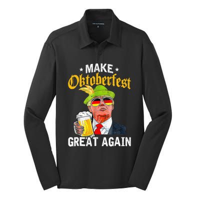 Munich Oktoberfest Make October Fest Great Again Usa Silk Touch Performance Long Sleeve Polo