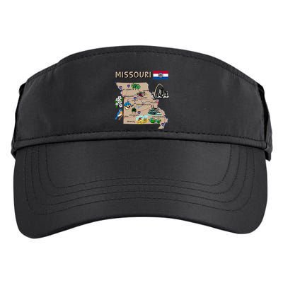 Map Of Missouri Landmarks Major Cities Roads Flag Adult Drive Performance Visor
