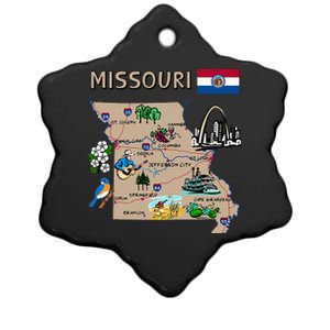 Map Of Missouri Landmarks Major Cities Roads Flag Ceramic Star Ornament