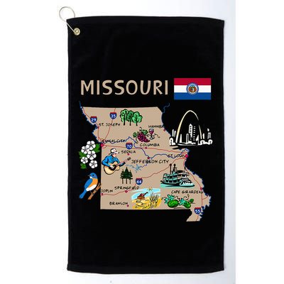 Map Of Missouri Landmarks Major Cities Roads Flag Golf Towel