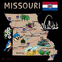 Map Of Missouri Landmarks Major Cities Roads Flag Kids T-Shirt