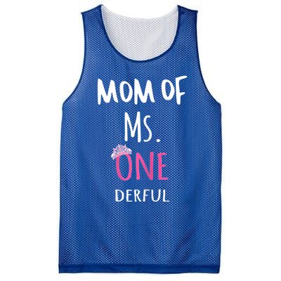 Mom Of Ms Onederful 1st Birthday Family Matching Gift Mesh Reversible Basketball Jersey Tank