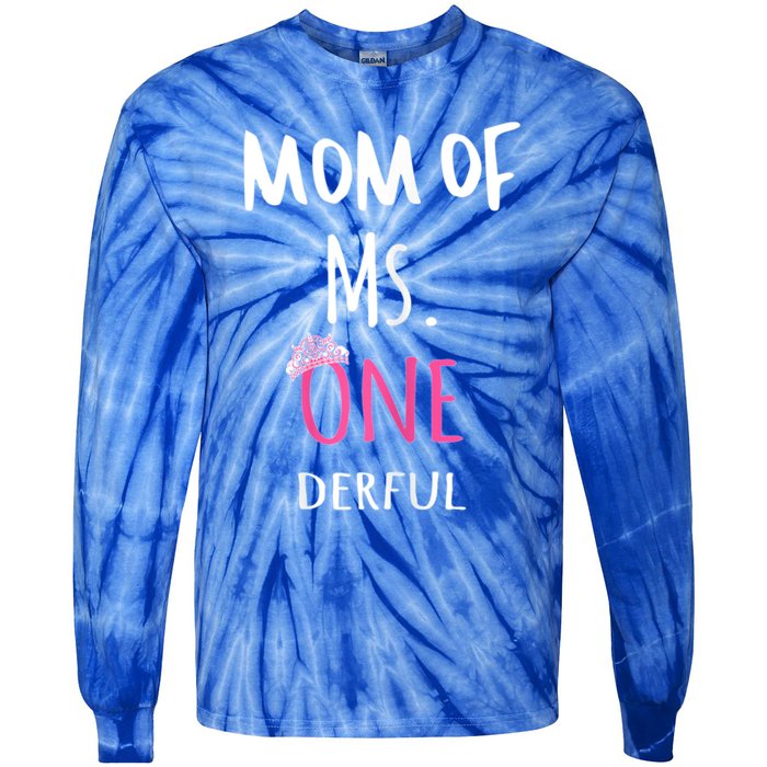 Mom Of Ms Onederful 1st Birthday Family Matching Gift Tie-Dye Long Sleeve Shirt