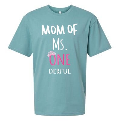 Mom Of Ms Onederful 1st Birthday Family Matching Gift Sueded Cloud Jersey T-Shirt