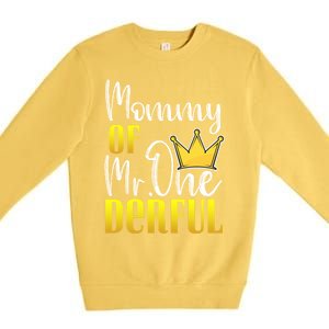 Mommy Of Mr Onederful 1st Birthday First Dad Matching Family Meaningful Gift Premium Crewneck Sweatshirt