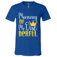 Mommy Of Mr Onederful 1st Birthday First Dad Matching Family Meaningful Gift V-Neck T-Shirt