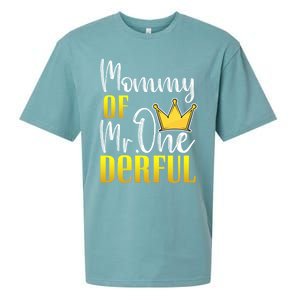 Mommy Of Mr Onederful 1st Birthday First Dad Matching Family Meaningful Gift Sueded Cloud Jersey T-Shirt