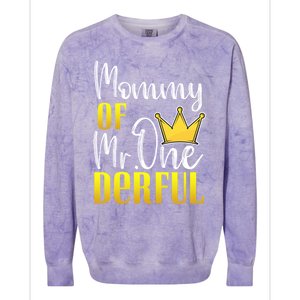 Mommy Of Mr Onederful 1st Birthday First Dad Matching Family Cool Gift Colorblast Crewneck Sweatshirt