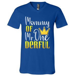 Mommy Of Mr Onederful 1st Birthday First Dad Matching Family Cool Gift V-Neck T-Shirt