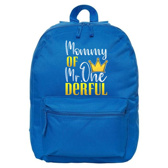 Mommy Of Mr Onederful 1st Birthday First Dad Matching Family Cool Gift 16 in Basic Backpack