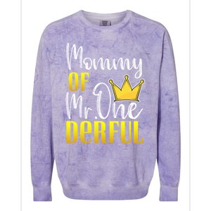 Mommy Of Mr Onederful 1st Birthday First Dad Matching Family Cute Gift Colorblast Crewneck Sweatshirt