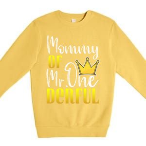 Mommy Of Mr Onederful 1st Birthday First Dad Matching Family Cute Gift Premium Crewneck Sweatshirt