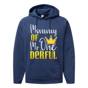 Mommy Of Mr Onederful 1st Birthday First Dad Matching Family Cute Gift Performance Fleece Hoodie