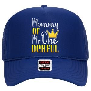 Mommy Of Mr Onederful 1st Birthday First Dad Matching Family Cute Gift High Crown Mesh Back Trucker Hat