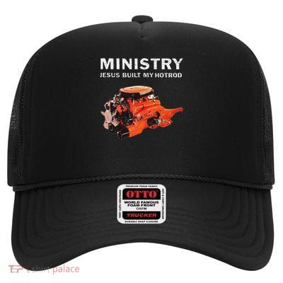 Ministry Official Merchandise Jesus Built My Hotrod High Crown Mesh Back Trucker Hat