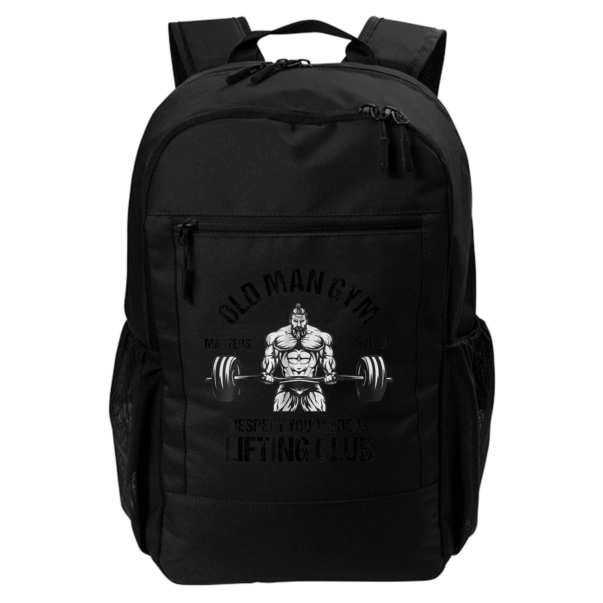 Mens Old Man Gym Respect Your Elders Lifting Clubs Weightlifting Backpack