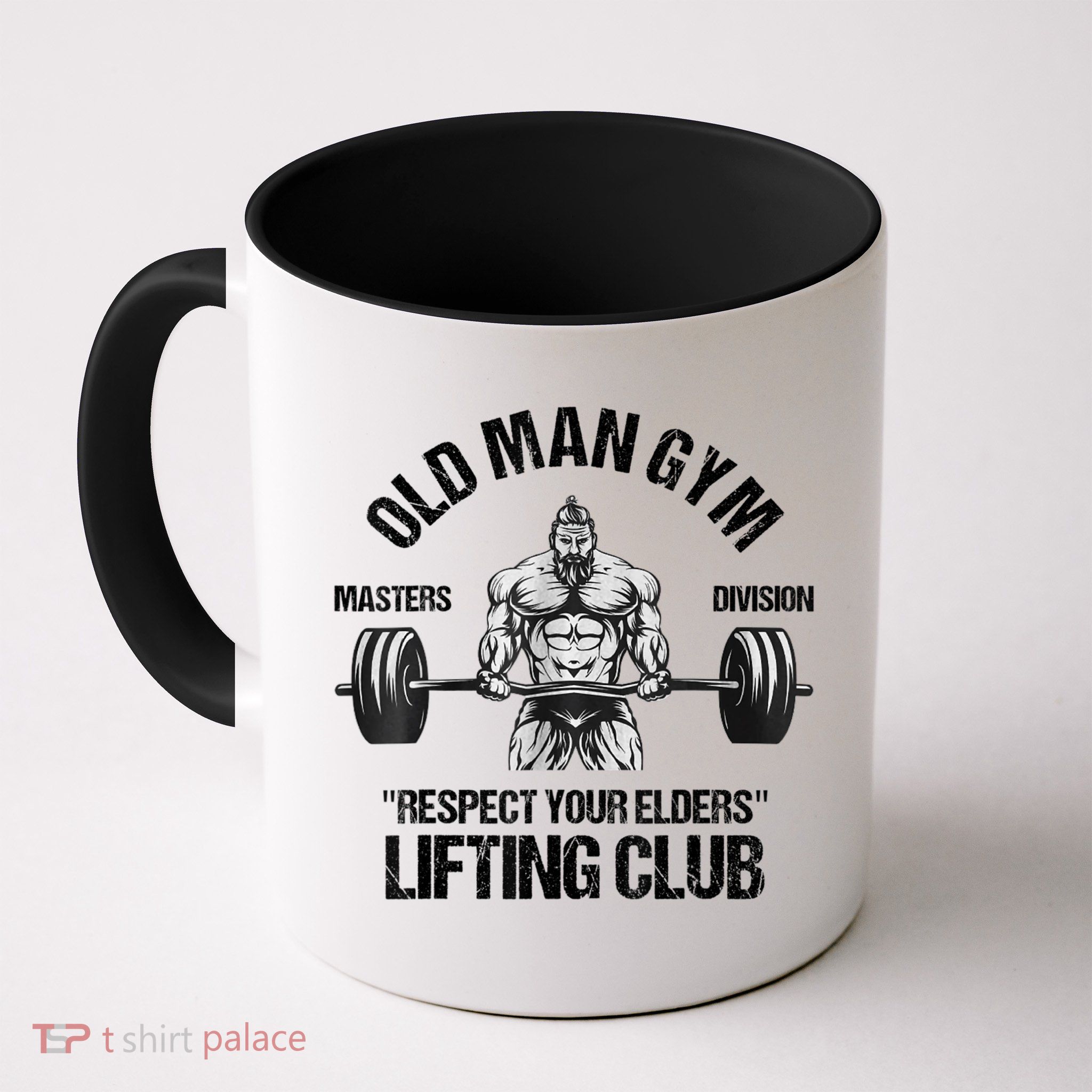 Mens Old Man Gym Respect Your Elders Lifting Clubs Weightlifting Mug