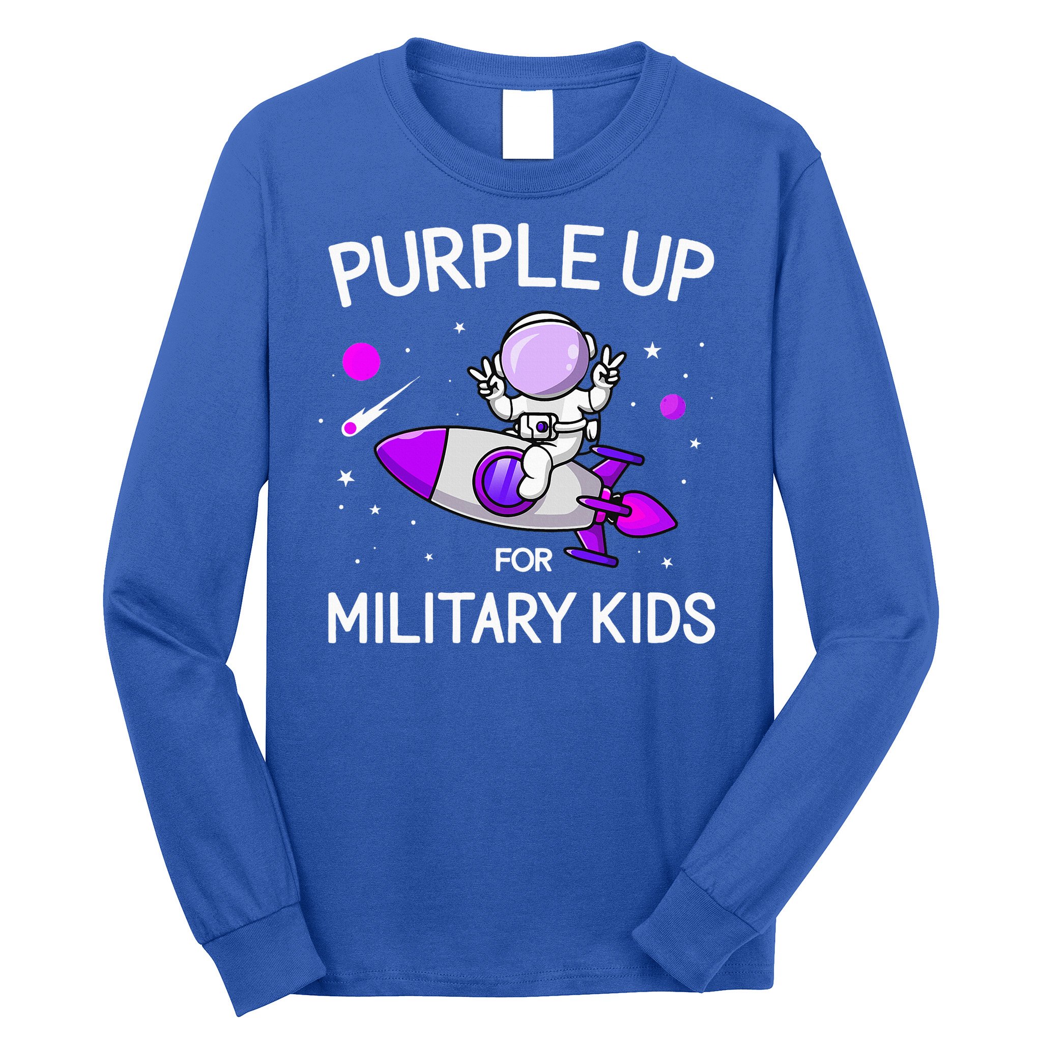 Month Of Military Child Astronaut Purple Up Military Long Sleeve Shirt