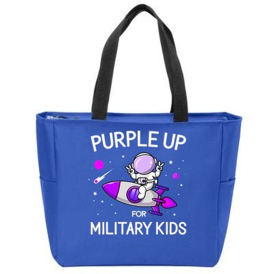 Month Of Military Child Astronaut Purple Up Military Zip Tote Bag
