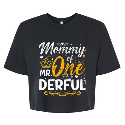 Mommy Of Mr One Derful Party Matching Family 1st Birthday Bella+Canvas Jersey Crop Tee