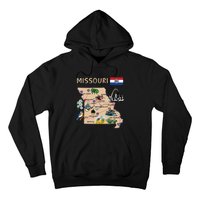 Map Of Missouri Landmarks Major Cities Roads Flag Hoodie