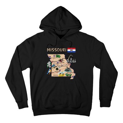 Map Of Missouri Landmarks Major Cities Roads Flag Hoodie